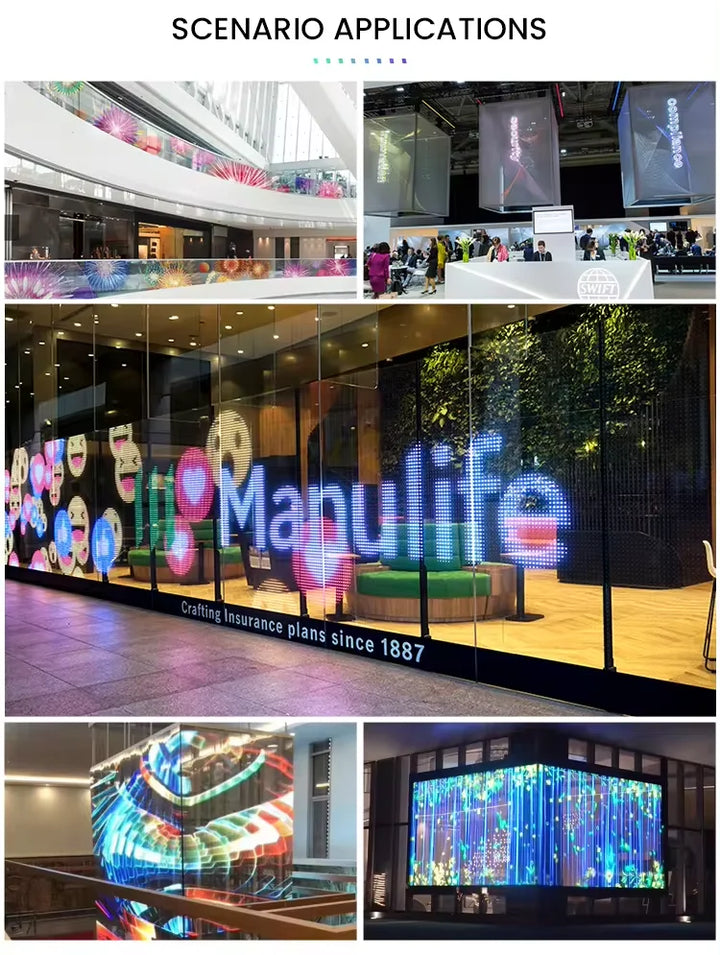 Flexible LED Screen Transparent Film Screen LED Advertising Display Transparent LED Video Wall