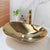 KEMAIDI 23 Inch Bathroom Vessel Sink Gold Ceramic Sink Bowl Above Counter Big Oval Bathroom Sink with Waterfall Faucet Drain