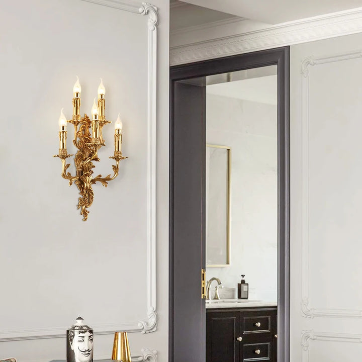 Baroque Unique Wall Lamps Indoor Wall Light for Hallway Art Deco Sconce Brass Gold Living Room Bedside Candle E14