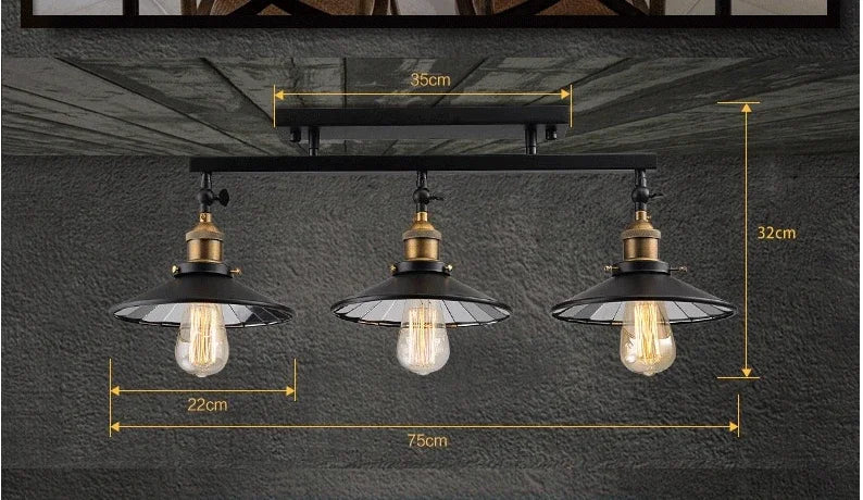 Vintage Industrial Black Iron Adjustable Ceiling Light with Mirror Glass Shade 3XE27 Edison Bulbs for Dining Room Home Decor DIY