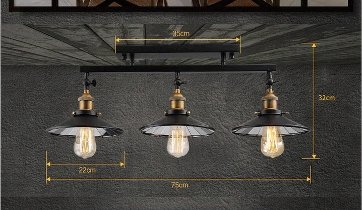 Vintage Industrial Black Iron Adjustable Ceiling Light with Mirror Glass Shade 3XE27 Edison Bulbs for Dining Room Home Decor DIY