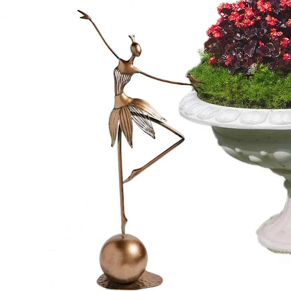 Metal Dancing Girl Garden Statue Decor Waterproof
