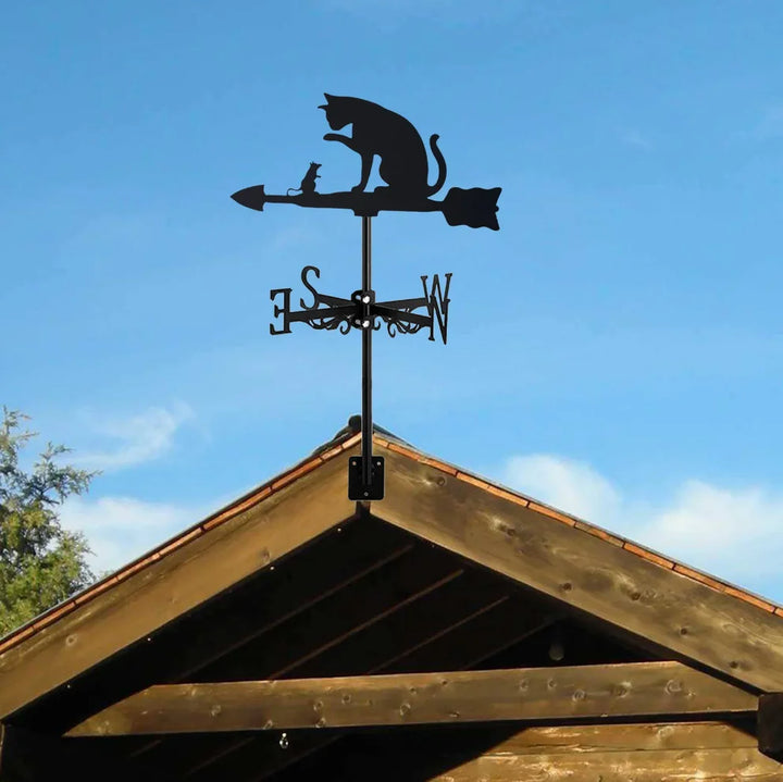 Weathervane, Metal Outdoor Garden Ironwork, Roof Courtyard Garden Decoration, Creative Furniture Chicken, Witch, Housewares New