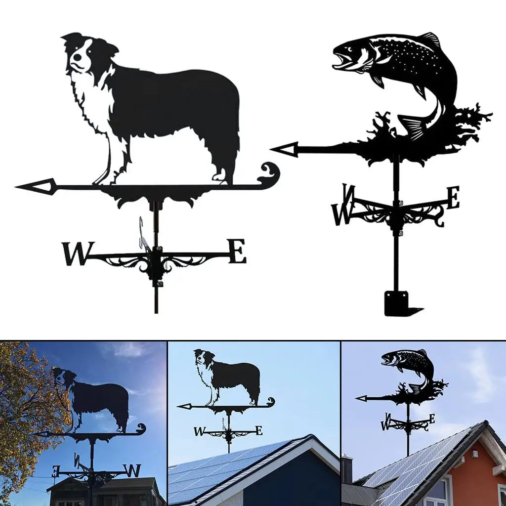 20-Inch Weathervane with Animal Ornament, Garden Stakes Weather Vane