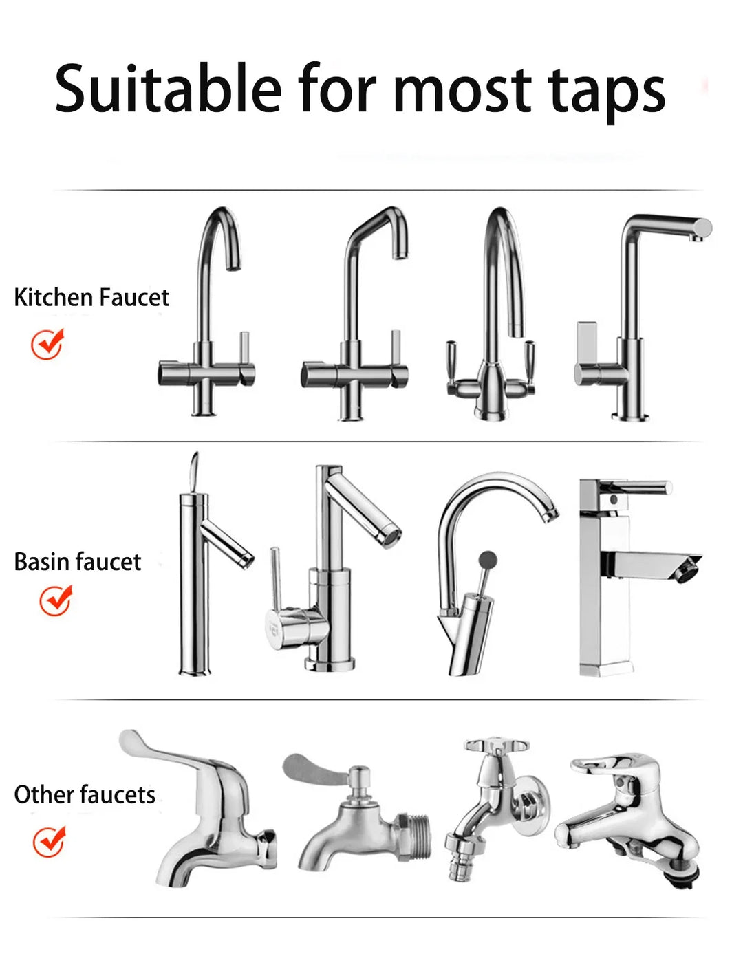 3PCS Nozzle For Faucet Frother Mixer Aerator Water Saving Tap Nozzle Attachment  Kitchen Faucet Sprayer Adapter