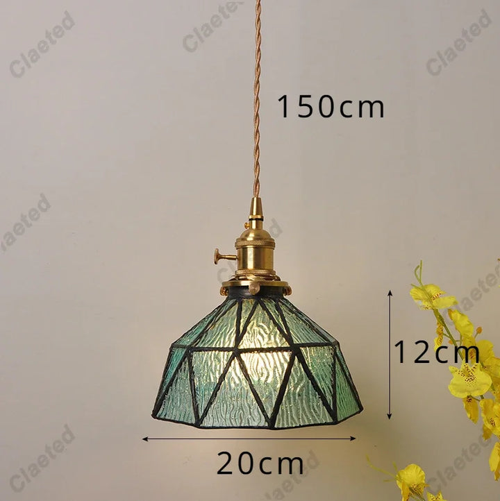 IWHD Modern Copper Glass LED Pendant Lamp Switch Living Room Bedroom Green Amber White Nordic Hanging Lights