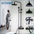 KEMAIDI Bathroom Black Shower Set Wall Mounted 8" Rainfall Shower Faucet 3-functions 2 Cross Handles Solid Brass Shower Fixtures