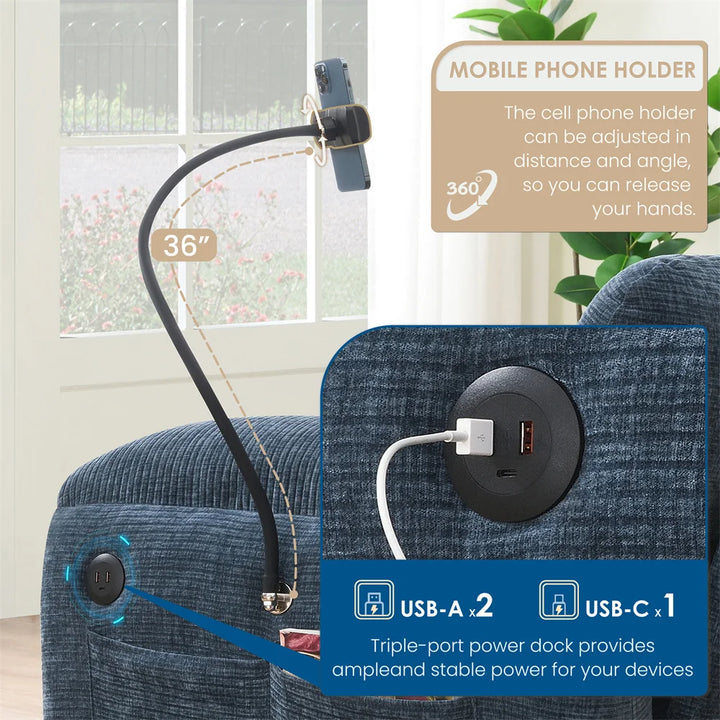 Sectional Sofa Couch with Ottoman Wholesale L-Shape with Extra-Wide Seat Cushion USB Type-C Charger Phone Holder Modular