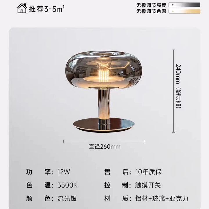 Italian Design Luxury Ambient Desk Lights with Touch Dimming LED Jellyfish Mushroom Glass Table Lamp