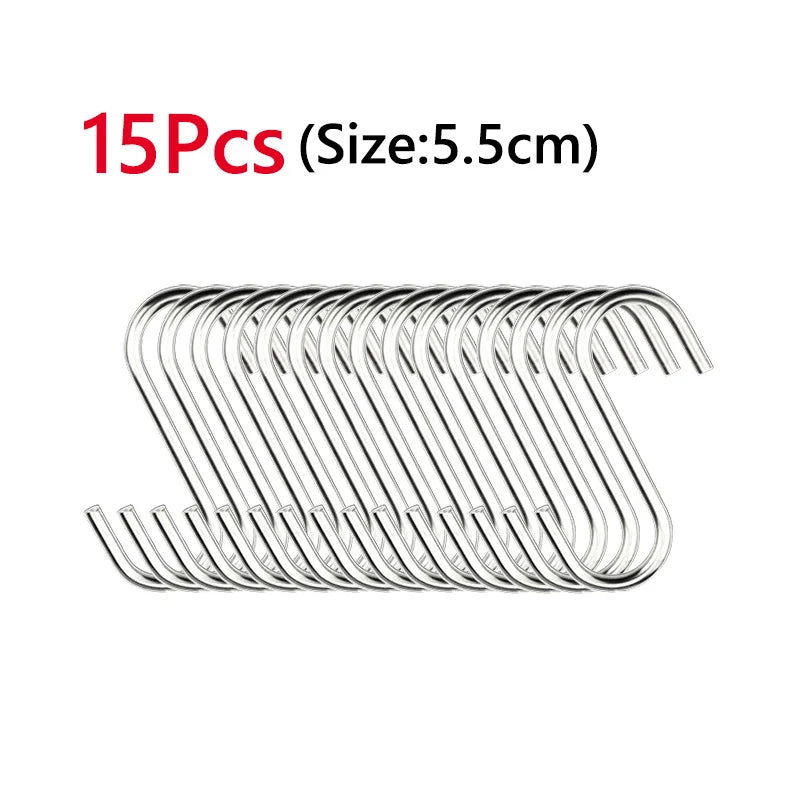 5/10Pcs S-Shape Hook Stainless Steel Clothes Bags Towels Plants Hanging Rack Multi-function Kitchen Bedroom Railing Hanger Hook