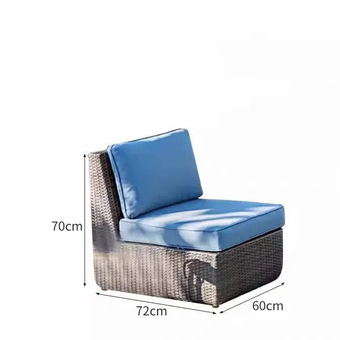 Modern Outdoor Rattan Lounge Set, Weatherproof PE Wicker Sofa & Coffee Table for Sales Office Display, Courtyard Garden