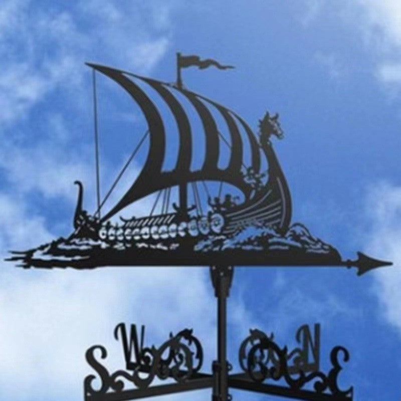 Witch Flying Dragon Iron Weather Vane Decor Stainless Steel Metal Handicraft Decor Garden Weathercock Wind Direction Indicator