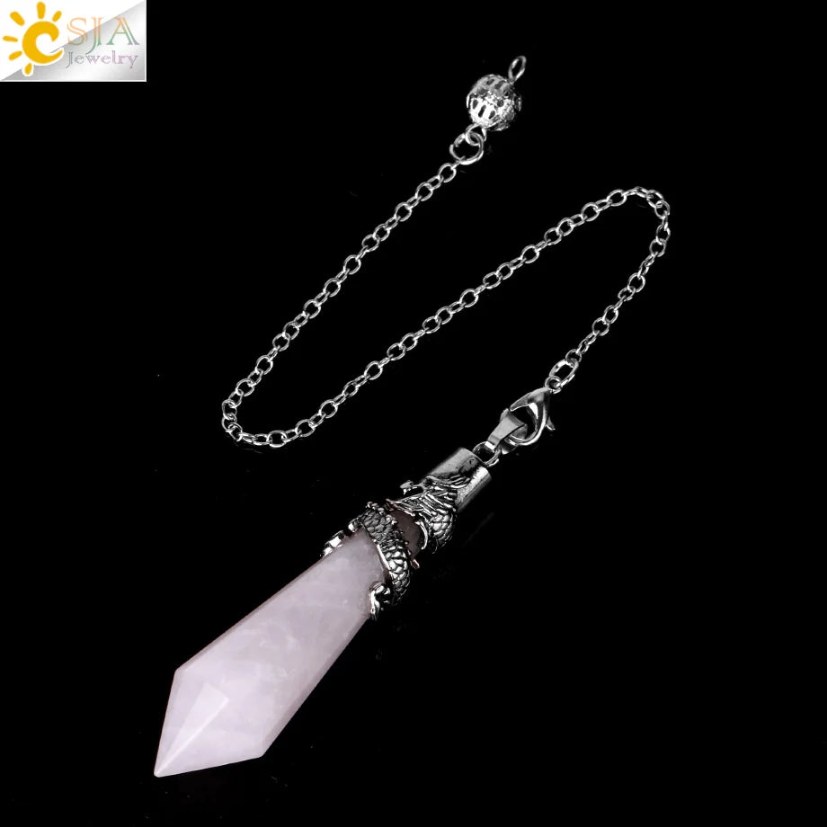 CSJA Dragon Crystals Pendulums for Dowsing Natural Stone Quartz Pendant Divination Pendulum 12 Faceted Balancing Pendulo H024