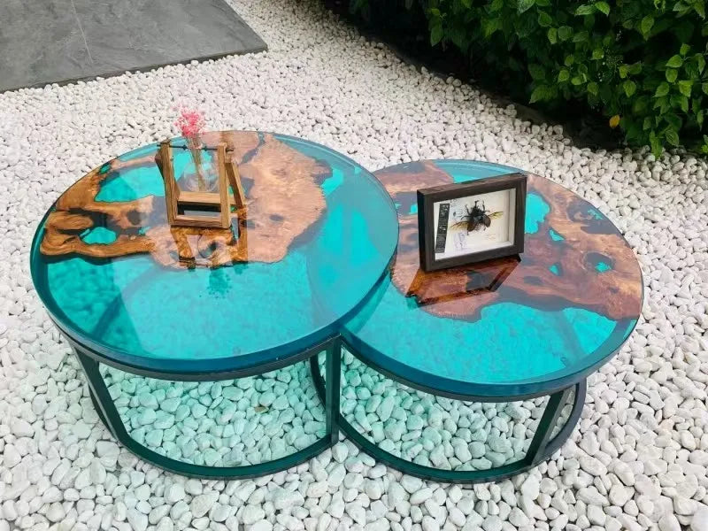 Custom coffee table Shoreline table Epoxy glue River table Solid wood desktop large board logs