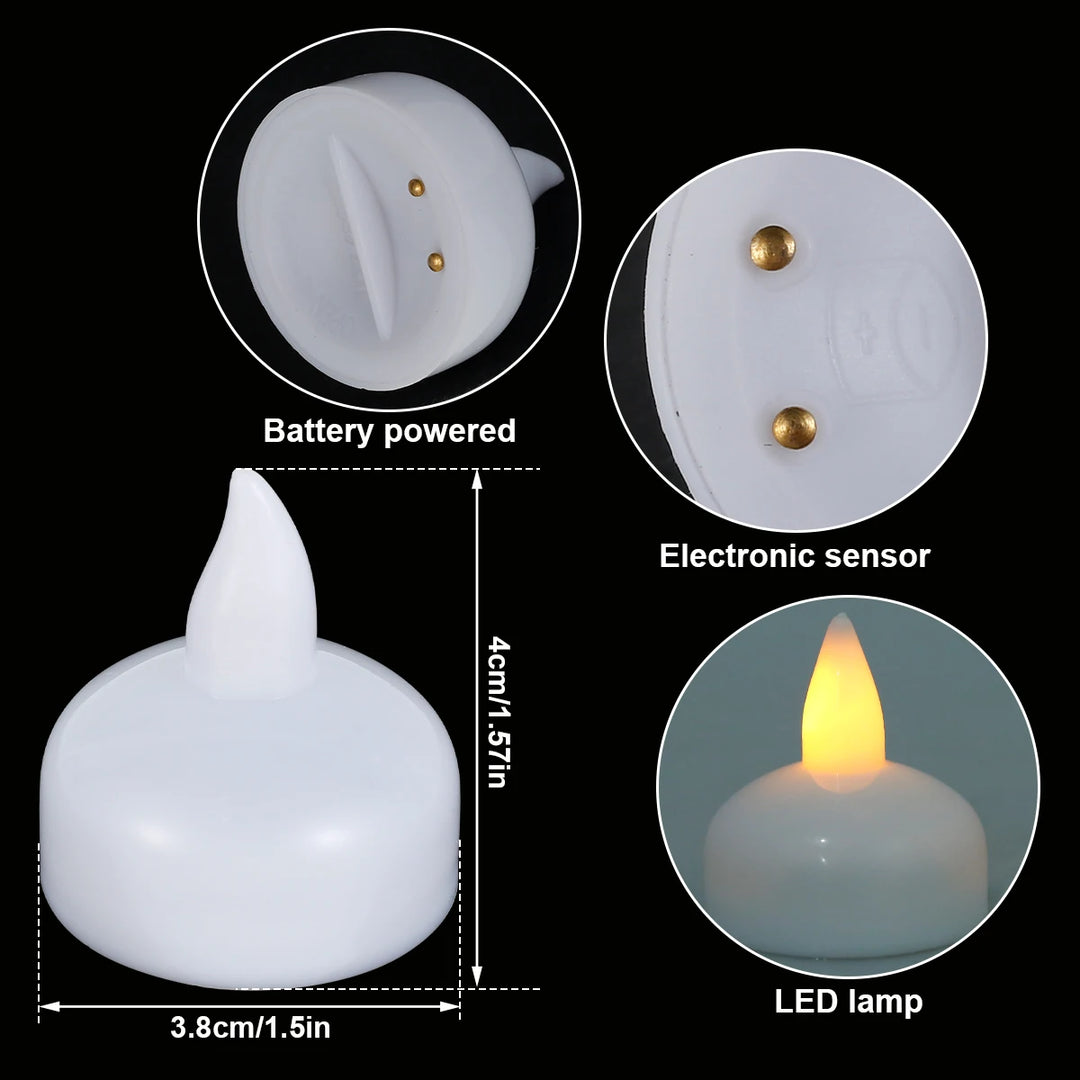 24/12Pcs Flickering Flameless LED Candles Light Lamp Waterproof Floating On Water LED Tea Light Battery Operated For Pool Spa