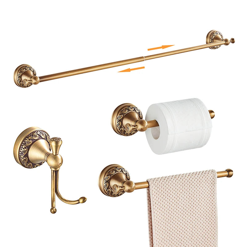 ELLEN Antique Bronze Bathroom Hardware Set Adjust Towel Rack Towel Holder Toilet Paper Holder Robe Hook EL2001A