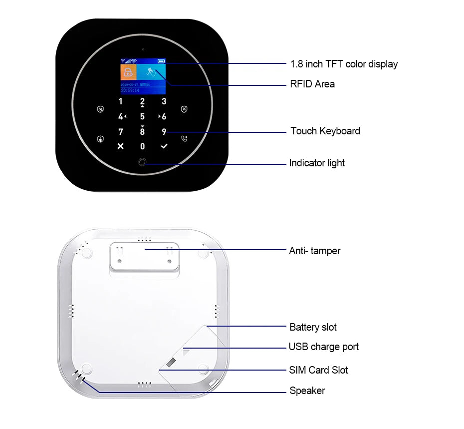 KERUI Tuya Smart Home Alarm System Kit G12 WiFi 2G GSM Home Security System with Door / Motion Sensor Smart Life Remote Control