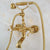 Polished Gold Brass Wall Mount Bathroom Bathtub Faucet Dual Handles Bath Shower Mixer Tap with Hand Shower