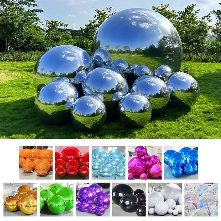 Inflatable Mirror Ball Set - Giant Sealed Shiny Reusable Balls for Wedding, Outdoor Pool Party & Nightclub Decor