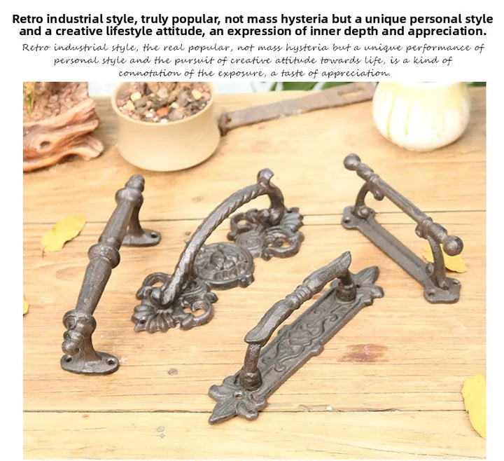 Retro Outdoor Iron Door Pulls European Sle Courard Decorative Wall Art Home Decor Iron Artistry Vintage Door Handles