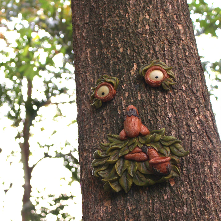 1pc Old Man Tree Hugger Garden Patio Outdoor Tree Sculpture Face Funny Garden Tree Old Fashioned Whimsical Face Decor，Pipe shape