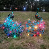 1PC Solar Lights Peacock Statues Garden Outdoor Lamp Hollow Figurine Path Lawn Metal Sculpture Decor With Lights