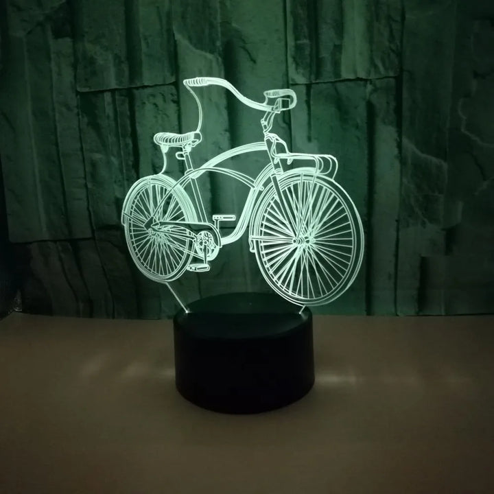 3D Bicycle Night Light 7 Color Illusion LED USB Night Lamp for Bedroom