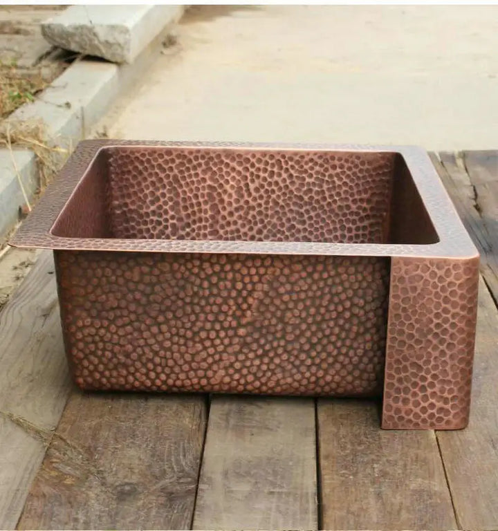 40x40x15cm Honeycomb Design Copper Single Bowl Drop-In Bar Sink Kitchen Sink