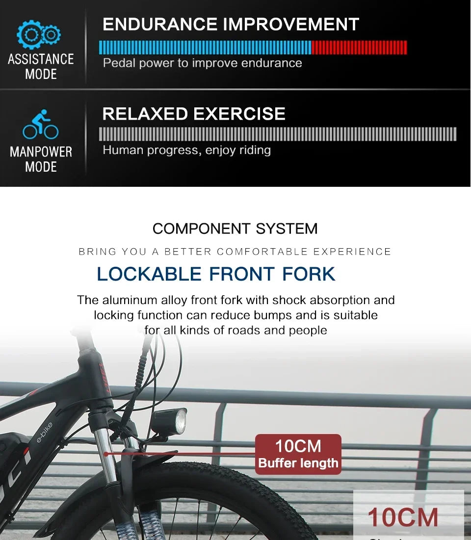 AKEZ style Electric Bicycle 350W Brushless motor 36V13AH Lithium Battery E Bike 26 Inch tire City commuting Adult Electric Bike