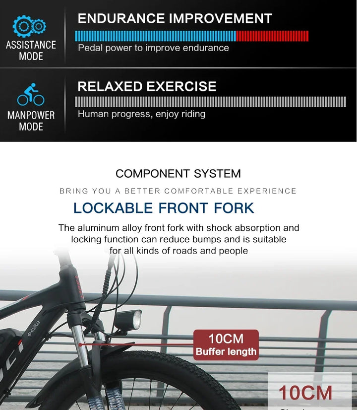 AKEZ style Electric Bicycle 350W Brushless motor 36V13AH Lithium Battery E Bike 26 Inch tire City commuting Adult Electric Bike
