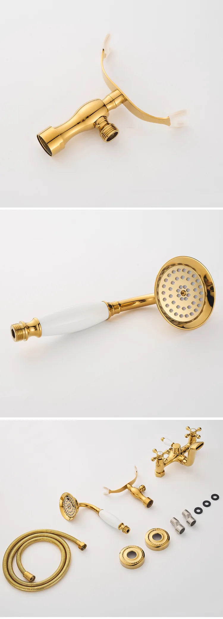 Luxury Gold Bathroom Shower Faucet Brass Bathtub and Shower Faucet Wall-Mounted Bath and shower Faucet Classical Dual Handle