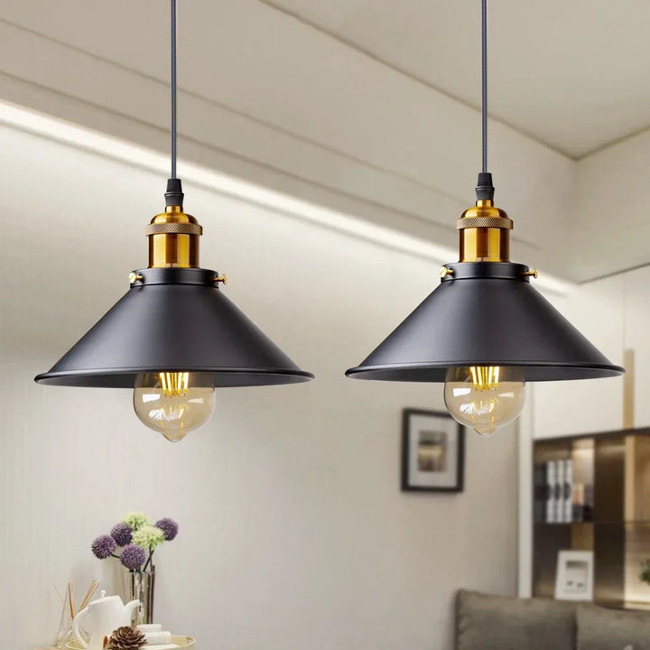 JOYINLED Industrial Chandelier Vintage Retro Black Pendant Light Shade Loft Iron Umbrella Kitchen Bar Hanging Ceiling Light
