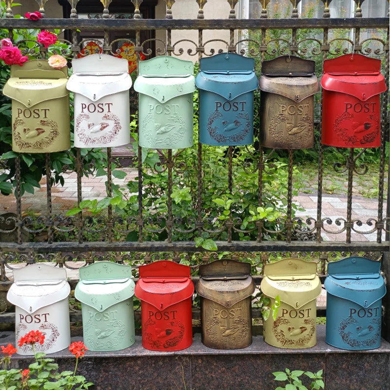 Vintage European Rural Pastoral Style Wall Mount Mailbox Farmhouse Post Creative Newspaper Letter Box Waterproof Garden Decor