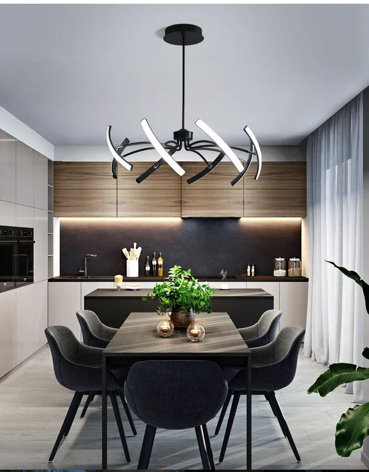 Modern Black Gold Dimming Pendant Light Nordic Creative LED Ceiling Chandeliers For Living Room Home Decor Light Fixtures