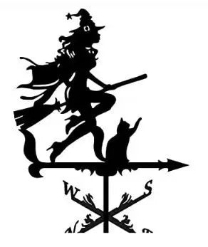 Metal Weathervane,Witch Iron Weather Vane,Sea Rover Wind Direction Indicator,Garden Outdoor Roof Decoration,