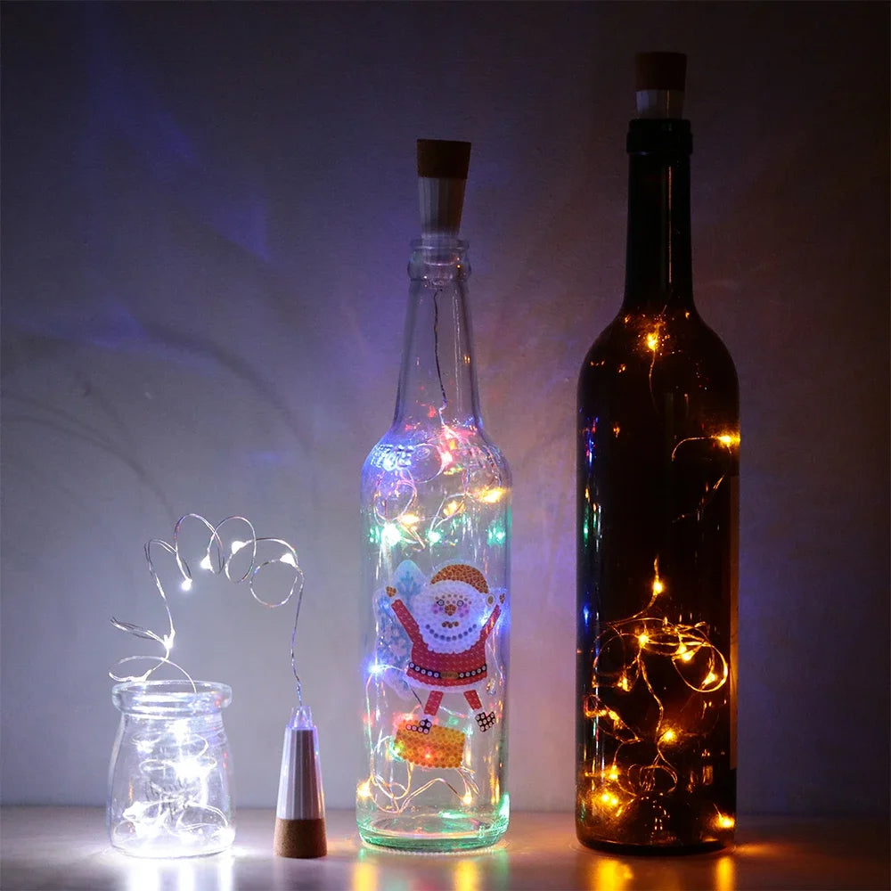 5-pack 2m Cork Bottle Fairy Lights USB Rechargeable Christmas Garland String Lights for Bedroom Room Home Wedding Party Decor