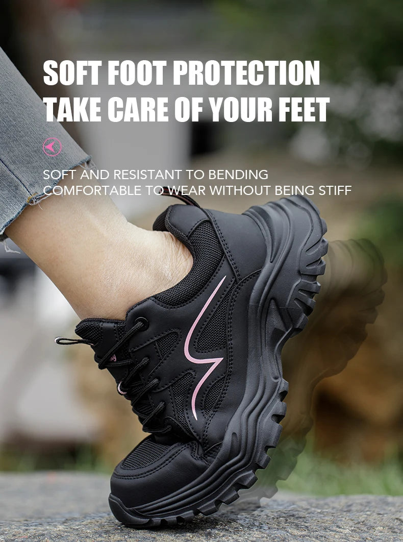 Safety Shoes Women Work Sneakers Structured Shoes Pneumatic-Proof Protective Shoes Work Boots Steel Toe Female Platform Shoes