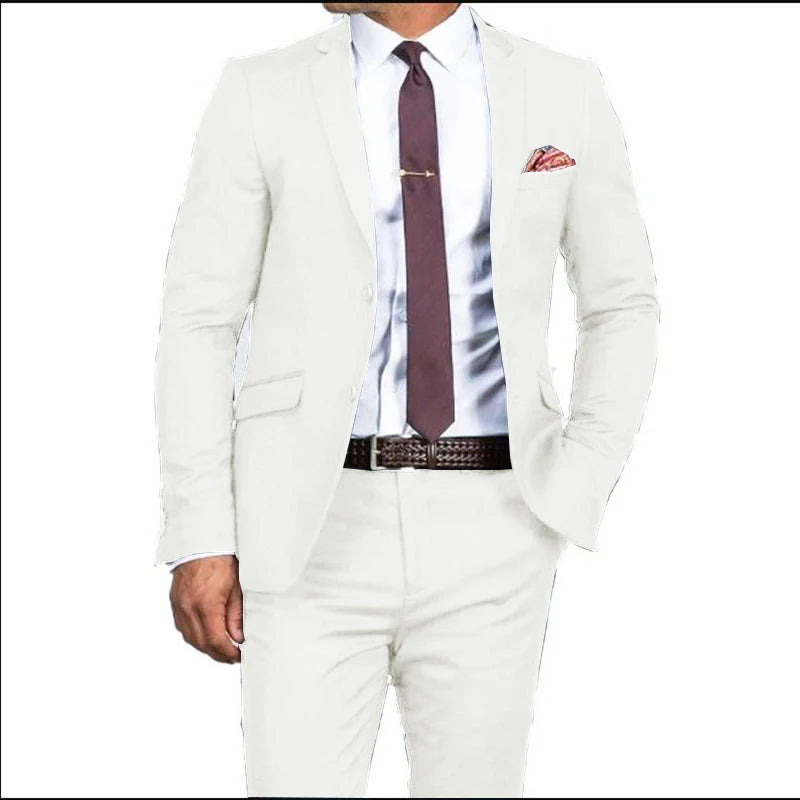 Men's Formal Fit Single breasted Elegant man suit Customized  Casual Business Office Jacket Set of Two Comfortable