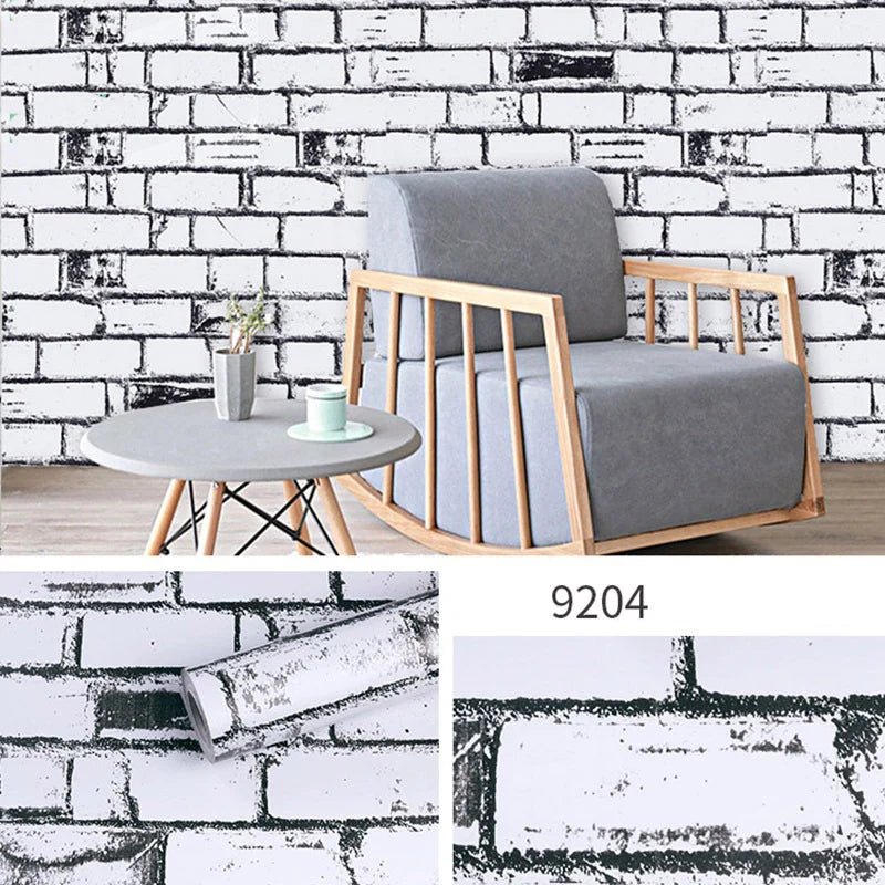 Self sticking PVC retro nostalgic imitation brick texture brown red brick self-adhesive wallpaper for home decoration vinyl film