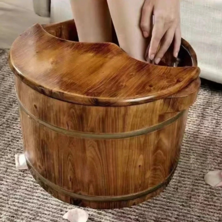 Carbonized foot soaking wooden bucket beauty salon home use solid wood insulation calf health foot bath tub wooden foot bath tub