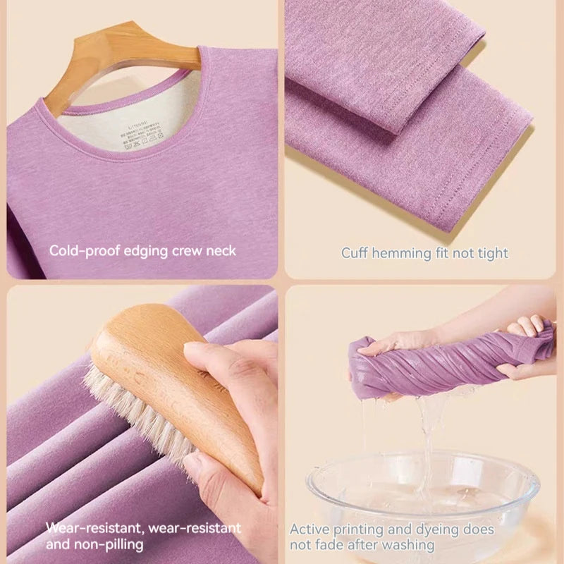 Autumn Winter New Men's Cashmere Silk Soft Comfortable Warm Underwear with Thickened Plush Set for Men Women Thermal Clothing