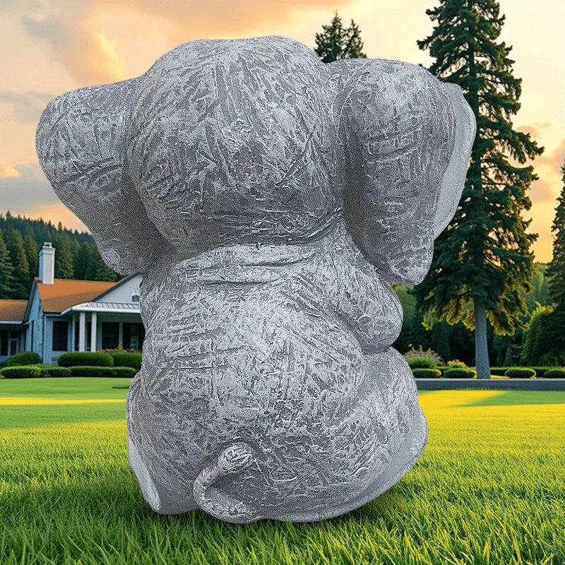 Cute Elephant Statue for Outdoor Decoration, Resin Craft Sculpture for Garden, Patio, Balcony, Outdoor Animal Living Room Decor