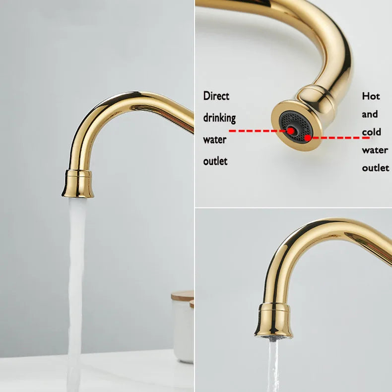 3 in 1 Kitchen Filter Faucet Pure Water 360 Rotation Kitchen sink Crane Dual Handle Dual Water Functions Mode Filter Mixer Taps