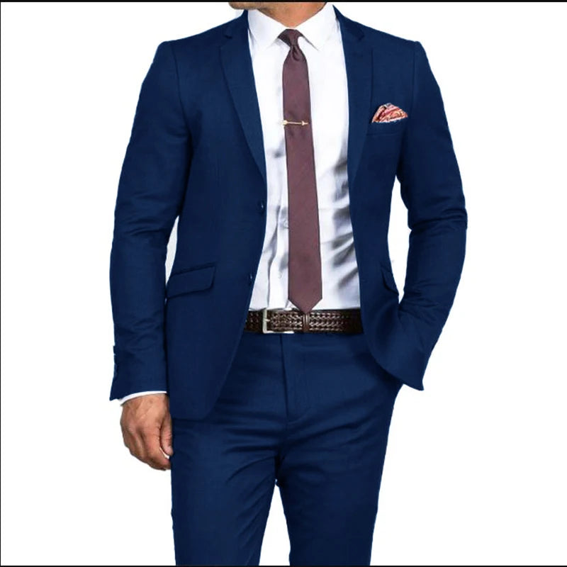 Men's Formal Fit Single breasted Elegant man suit Customized  Casual Business Office Jacket Set of Two Comfortable