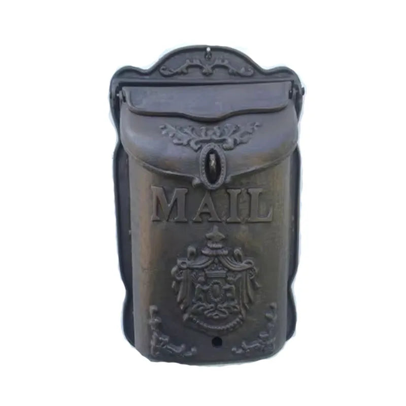 Rural Style Heavy Duty Wall Mounted Cast Iron Mailbox Metal Mail Box Newspaper Letter Post Box Rustic Postbox Gardon Yard Decor
