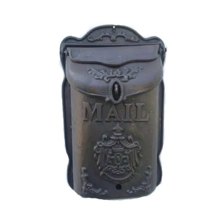 Rural Style Heavy Duty Wall Mounted Cast Iron Mailbox Metal Mail Box Newspaper Letter Post Box Rustic Postbox Gardon Yard Decor