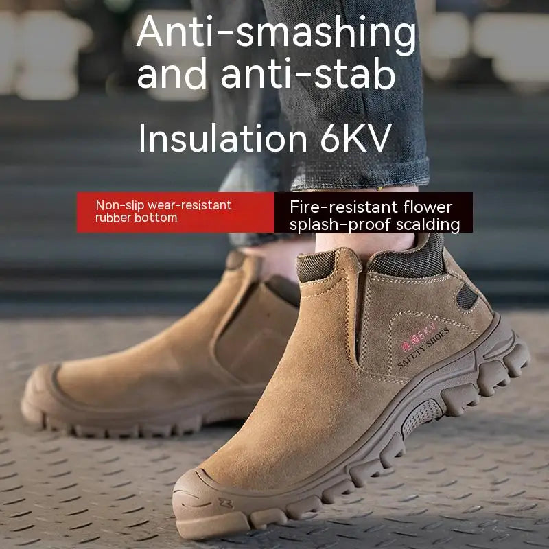 Mens Steel Toe Safety Shoes Breathable Soft Non Slip Work Boots Protective Comfortable Footwear for Men Insulation 6KV Shoes