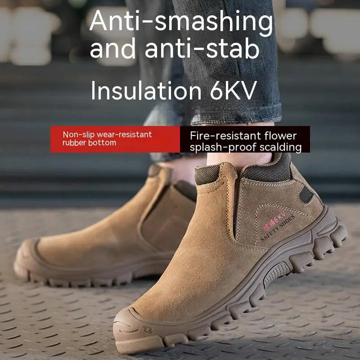 Mens Steel Toe Safety Shoes Breathable Soft Non Slip Work Boots Protective Comfortable Footwear for Men Insulation 6KV Shoes