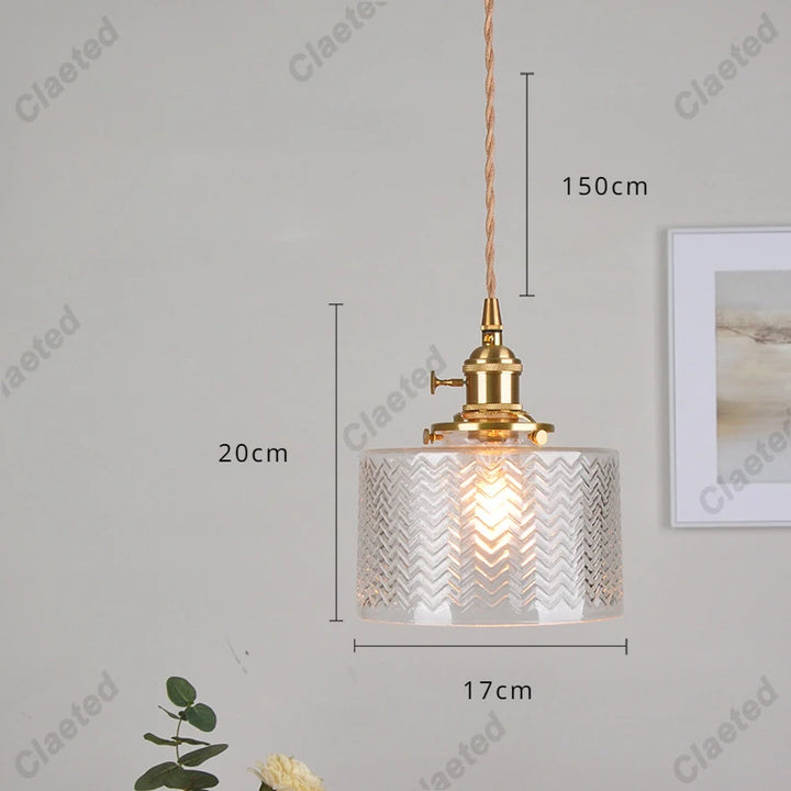 IWHD Modern Copper Glass LED Pendant Lamp Switch Living Room Bedroom Green Amber White Nordic Hanging Lights