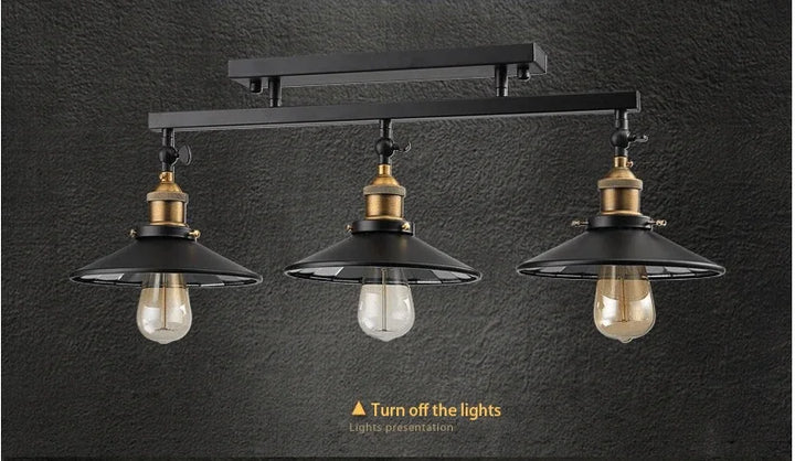 Vintage Industrial Black Iron Adjustable Ceiling Light with Mirror Glass Shade 3XE27 Edison Bulbs for Dining Room Home Decor DIY